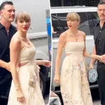 Travis Kelce and Taylor Swift spotted at model Karen Elson’s wedding at NYC’s Electric Lady Studios.