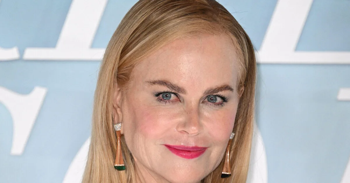 Nicole Kidman in a tight-fitting off-the-shoulder dress appeared at the premiere in London